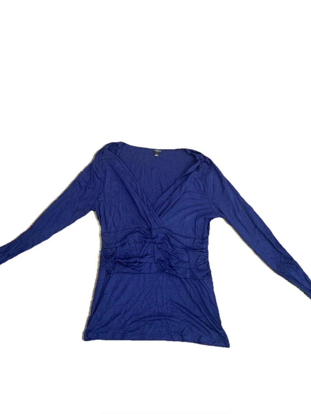 Ann Taylor Women's Blue Long Sleeve Blouse Size Large Crossed Front V Neck